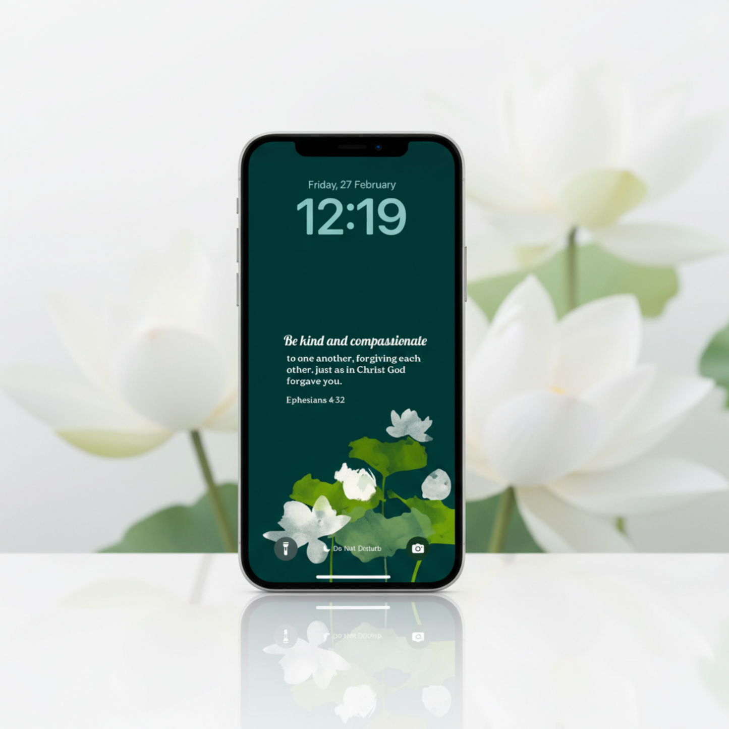 Ephesians 4:32 Emerald Green Lotus Lockscreen