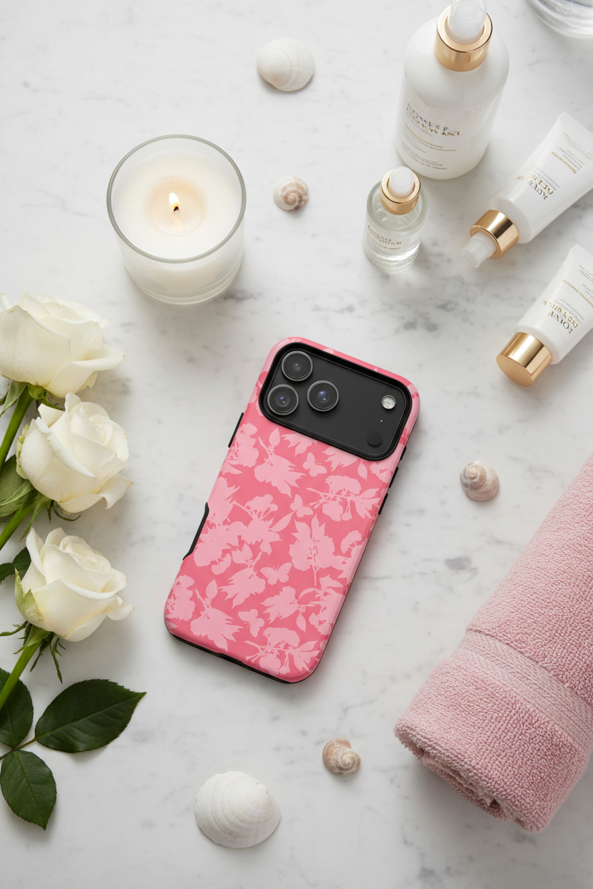 Faith-inspired phone cases with scripture designs in coastal pink and emerald blue colors