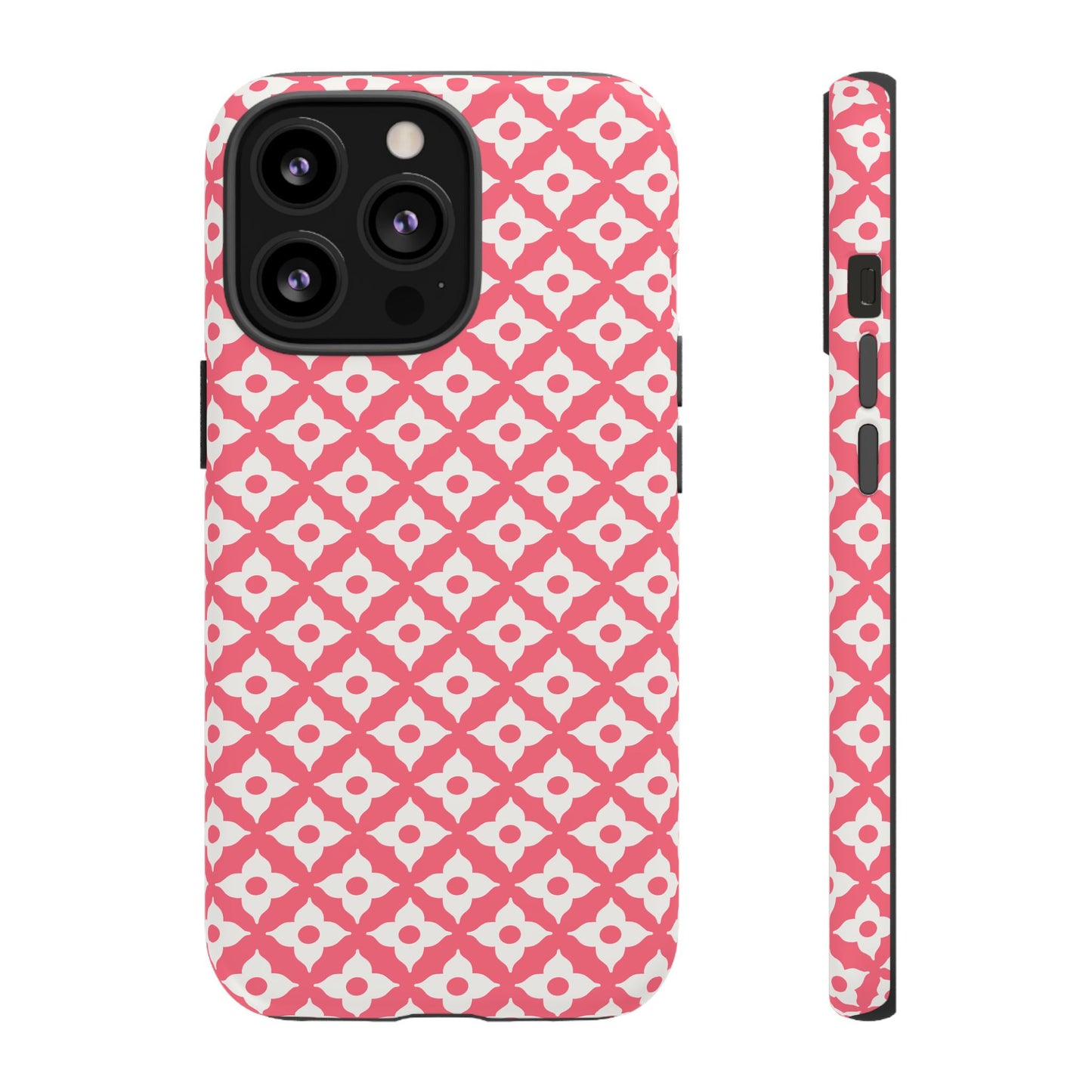 Pink Quatrefoil Floral Pattern Tough Phone Case