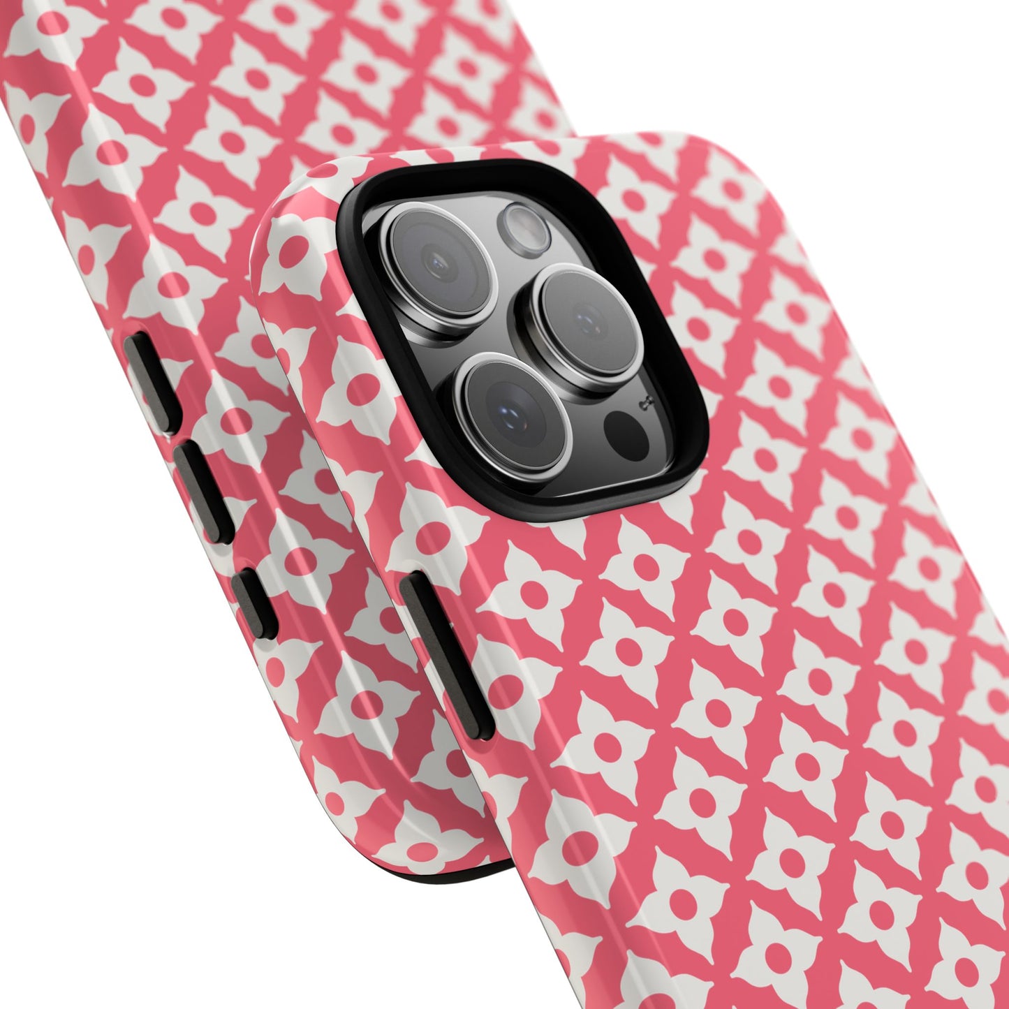 Pink Quatrefoil Floral Pattern Tough Phone Case