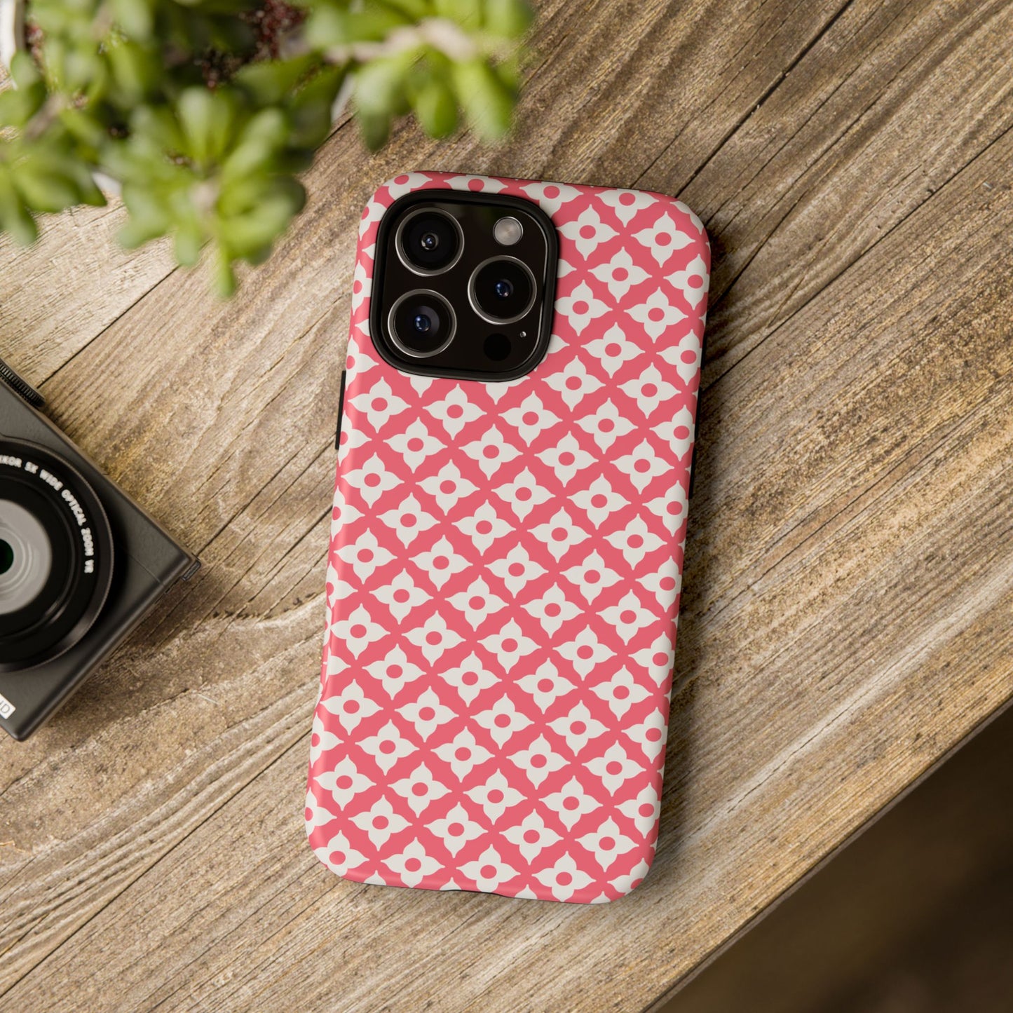 Pink Quatrefoil Floral Pattern Tough Phone Case