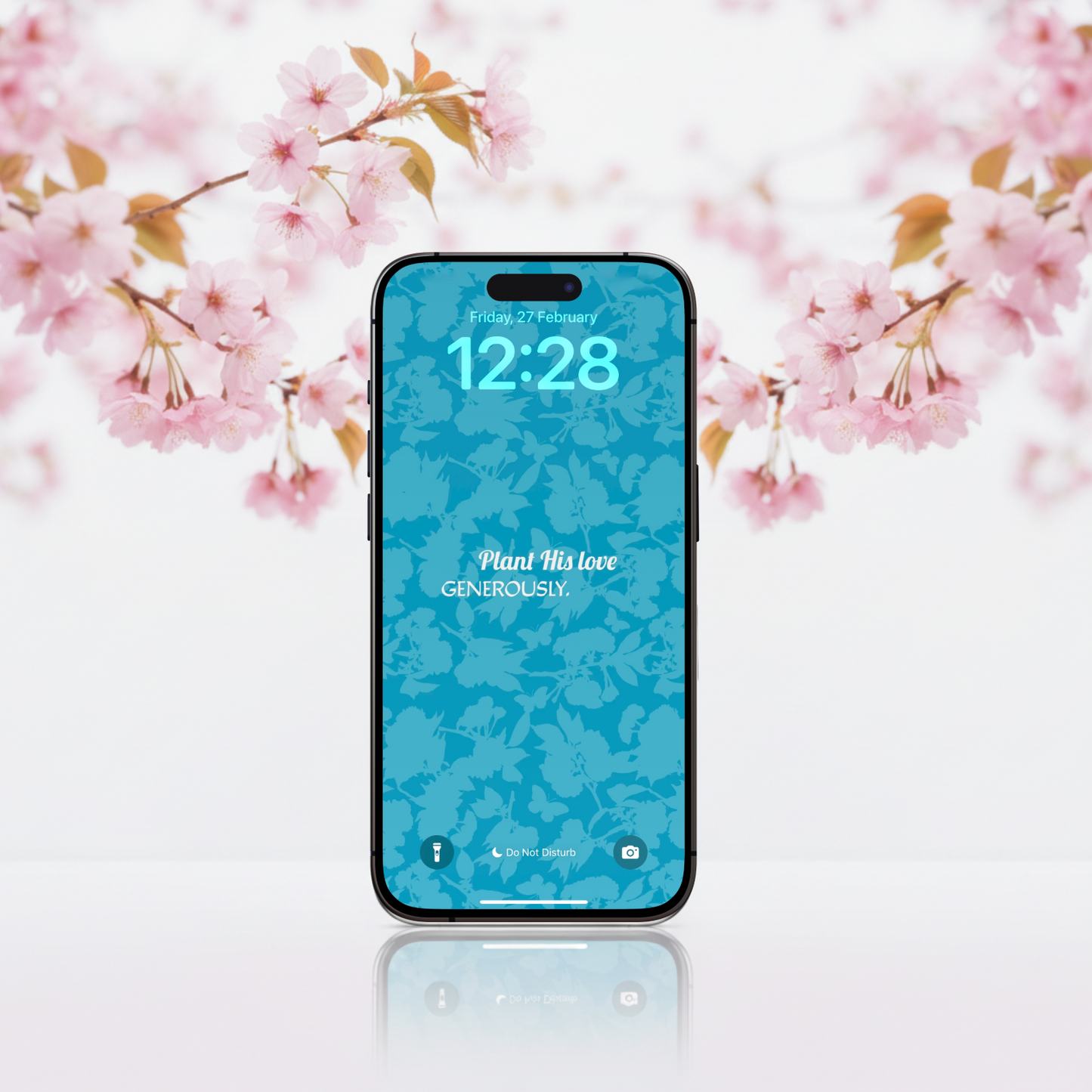 Plant His Love Generously Blue Floral Lockscreen