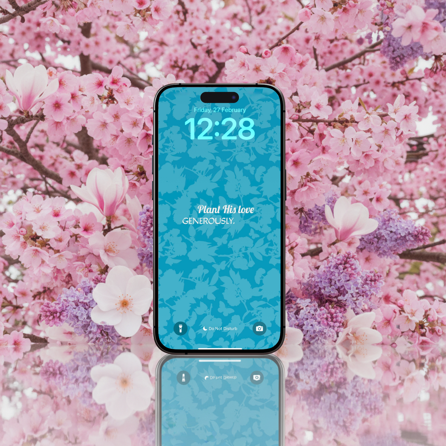 Love is Patient Love is Kind Blue Floral Lockscreen