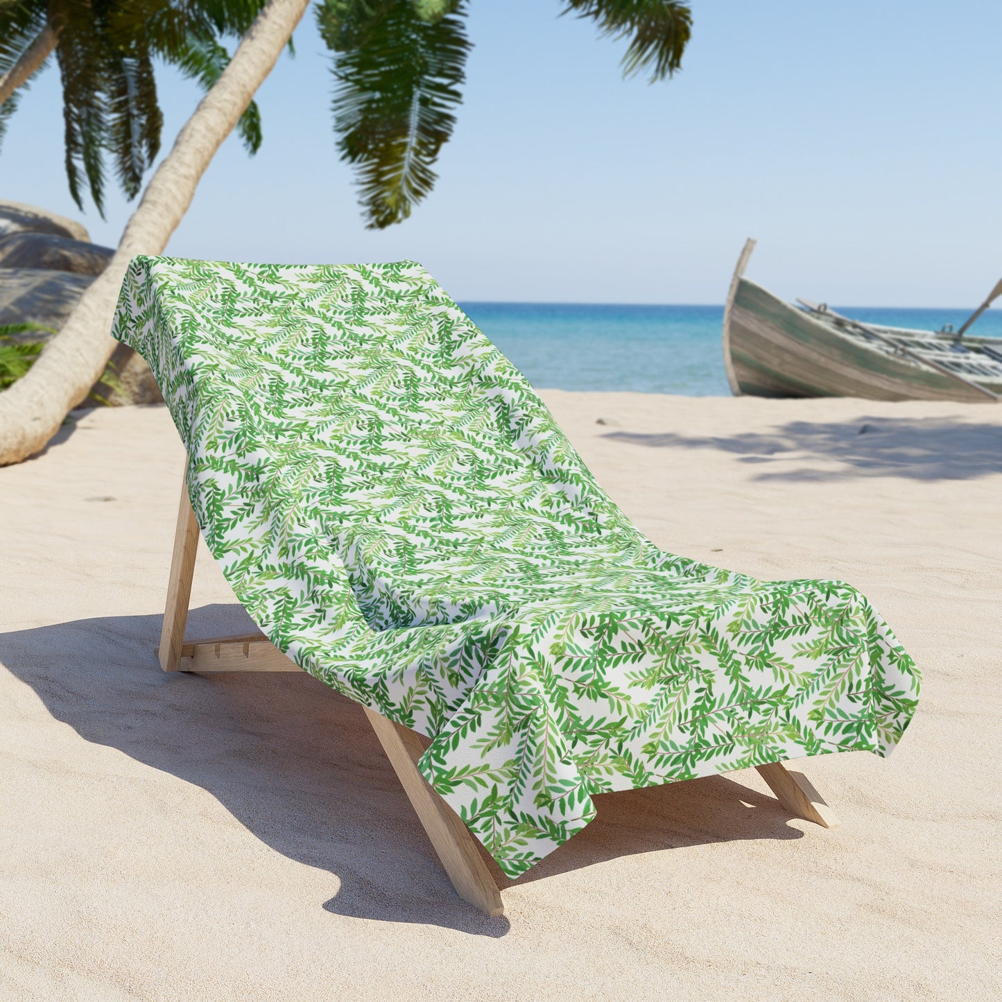 Green Leaves of Myrtle-Leaf Leaf-Flower Beach Towel