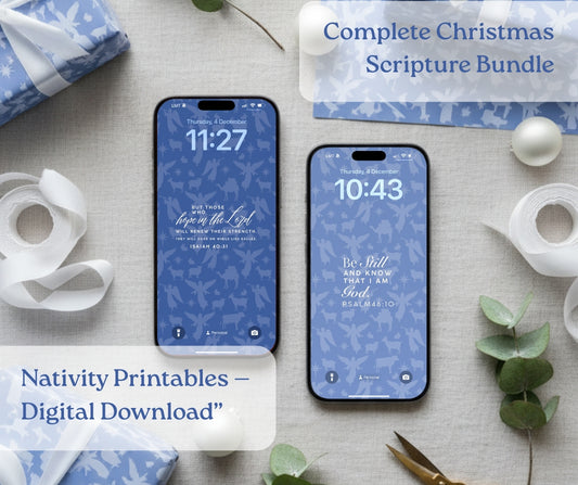 Christmas Scripture Lock Screen Bundle | Nativity Printables | Digital Download