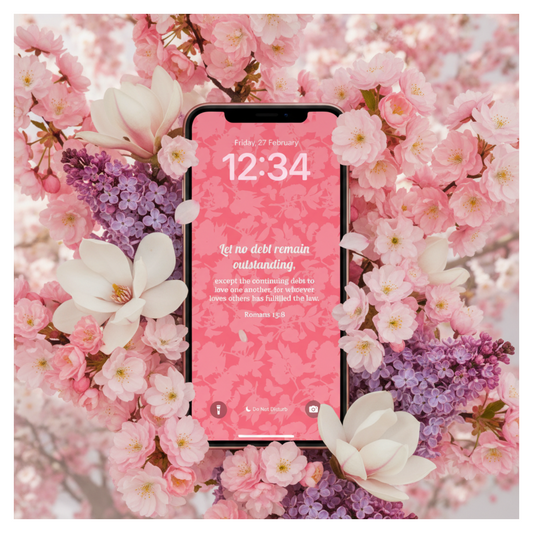 Galatians 5:22-23 Peach Pink Floral Lockscreen