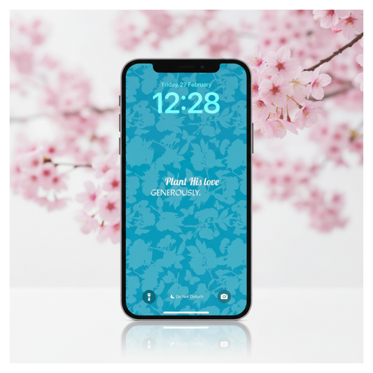 Plant His Love Generously Blue Floral Lockscreen