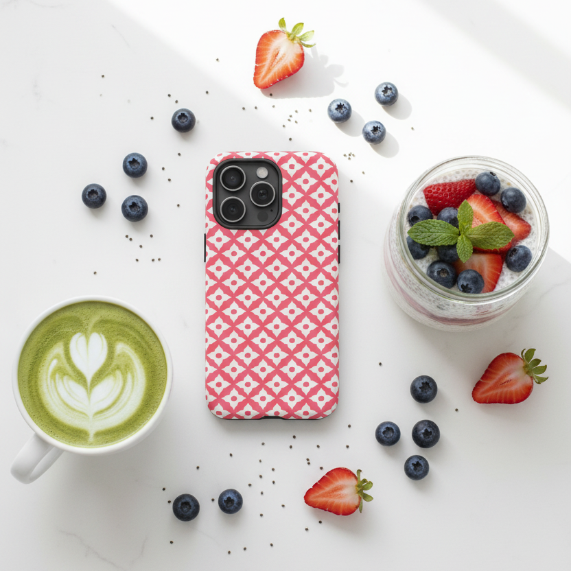 Pink Quatrefoil Floral Pattern Tough Phone Case