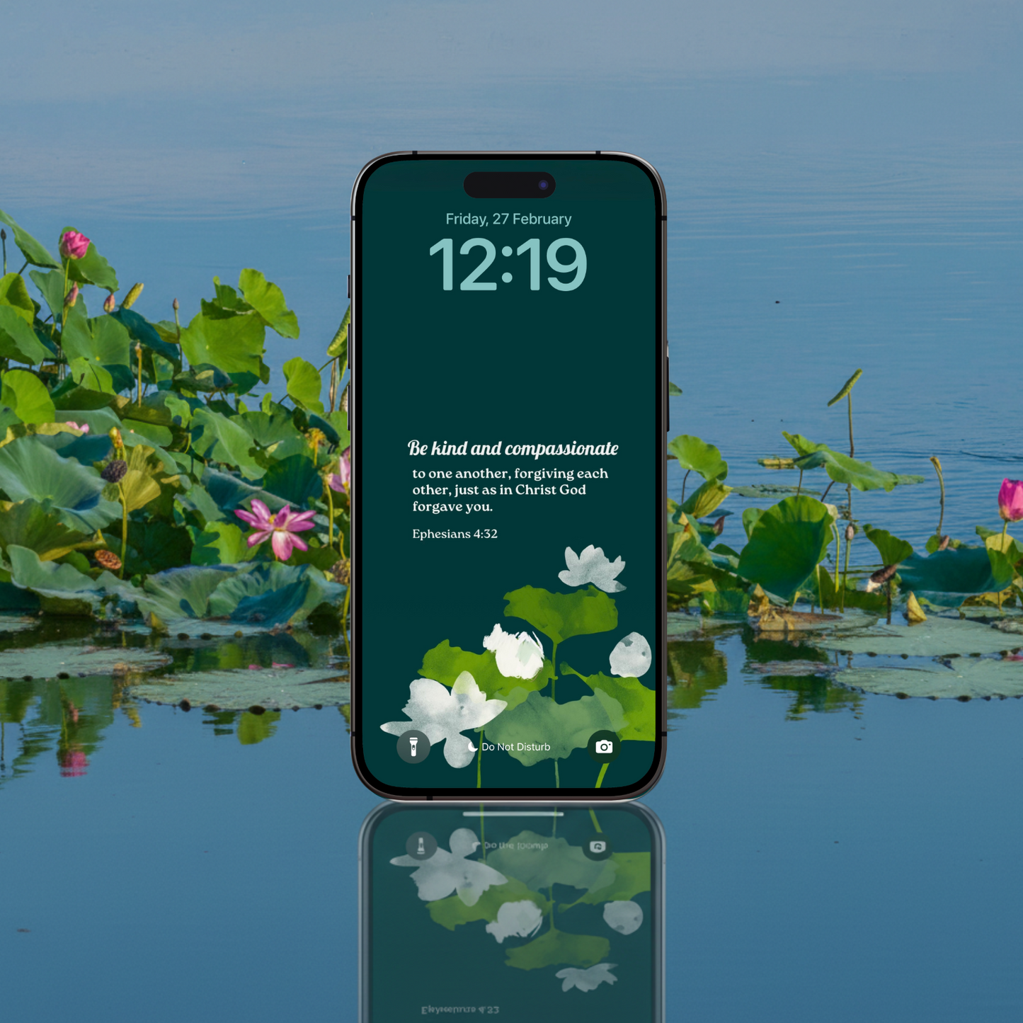 Ephesians 4:32 Emerald Green Lotus Lockscreen