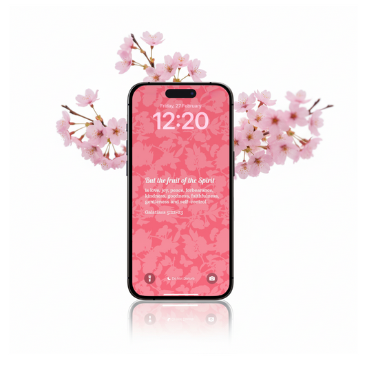 Galatians 5:22-23 Peach Pink Floral Lockscreen