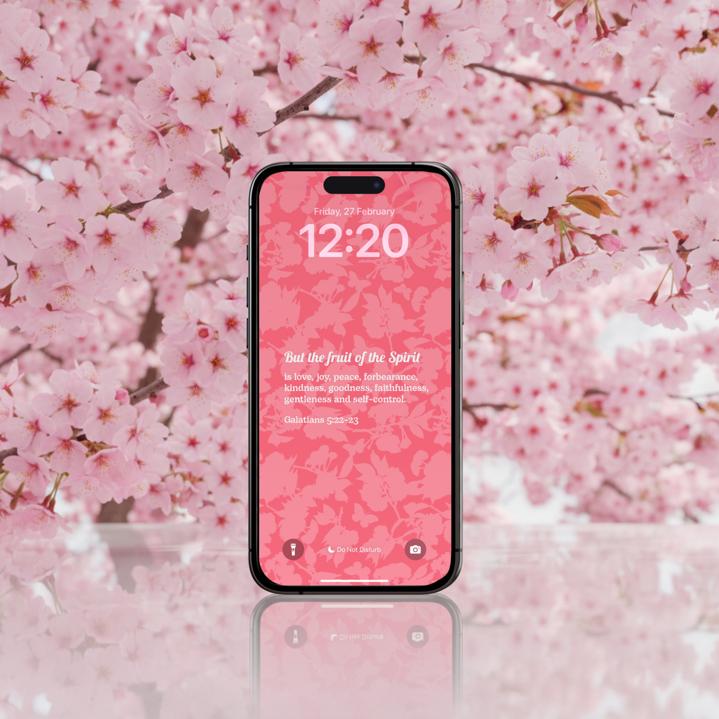 Galatians 5:22-23 Peach Pink Floral Lockscreen