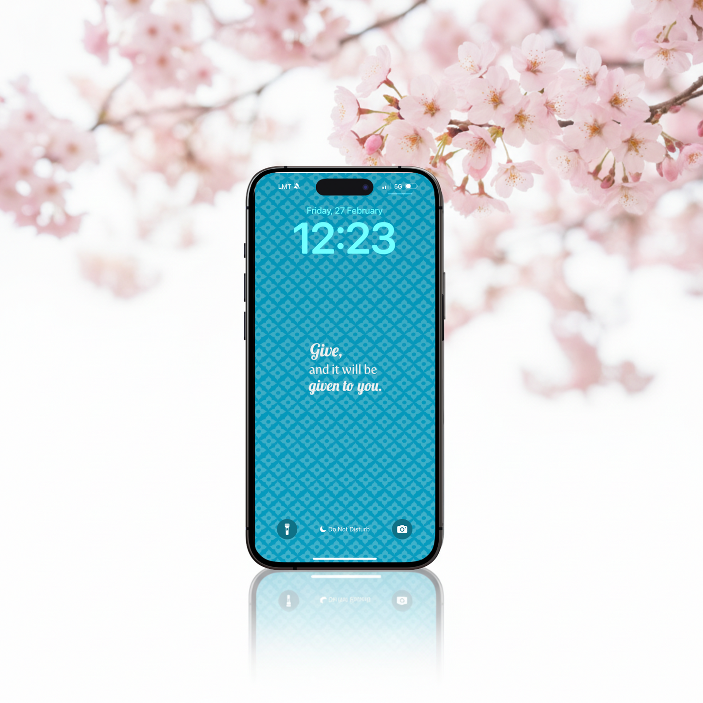 Give and It Will Be Given to You Blue Quatrefoil Lockscreen