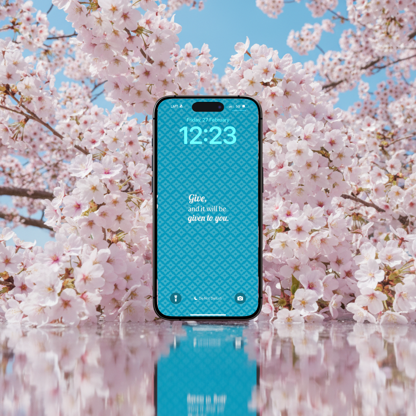 Give and It Will Be Given to You Blue Quatrefoil Lockscreen