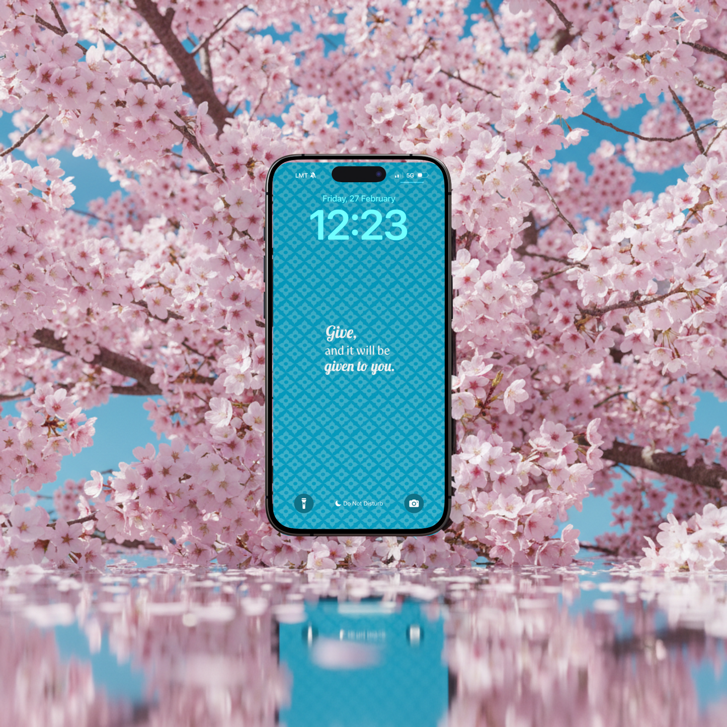 Give and It Will Be Given to You Blue Quatrefoil Lockscreen