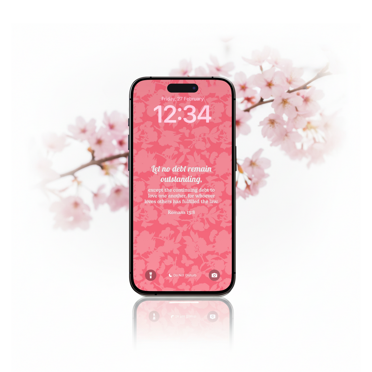 Romans 8:38-39 Pink Floral Lock Screen